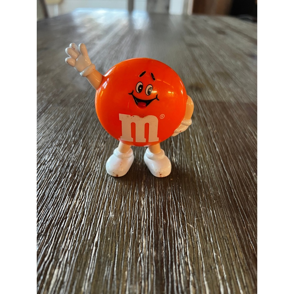 Vintage Orange M&M's Mars Character Candy Dispenser Topper Figurine Waving 3.25"